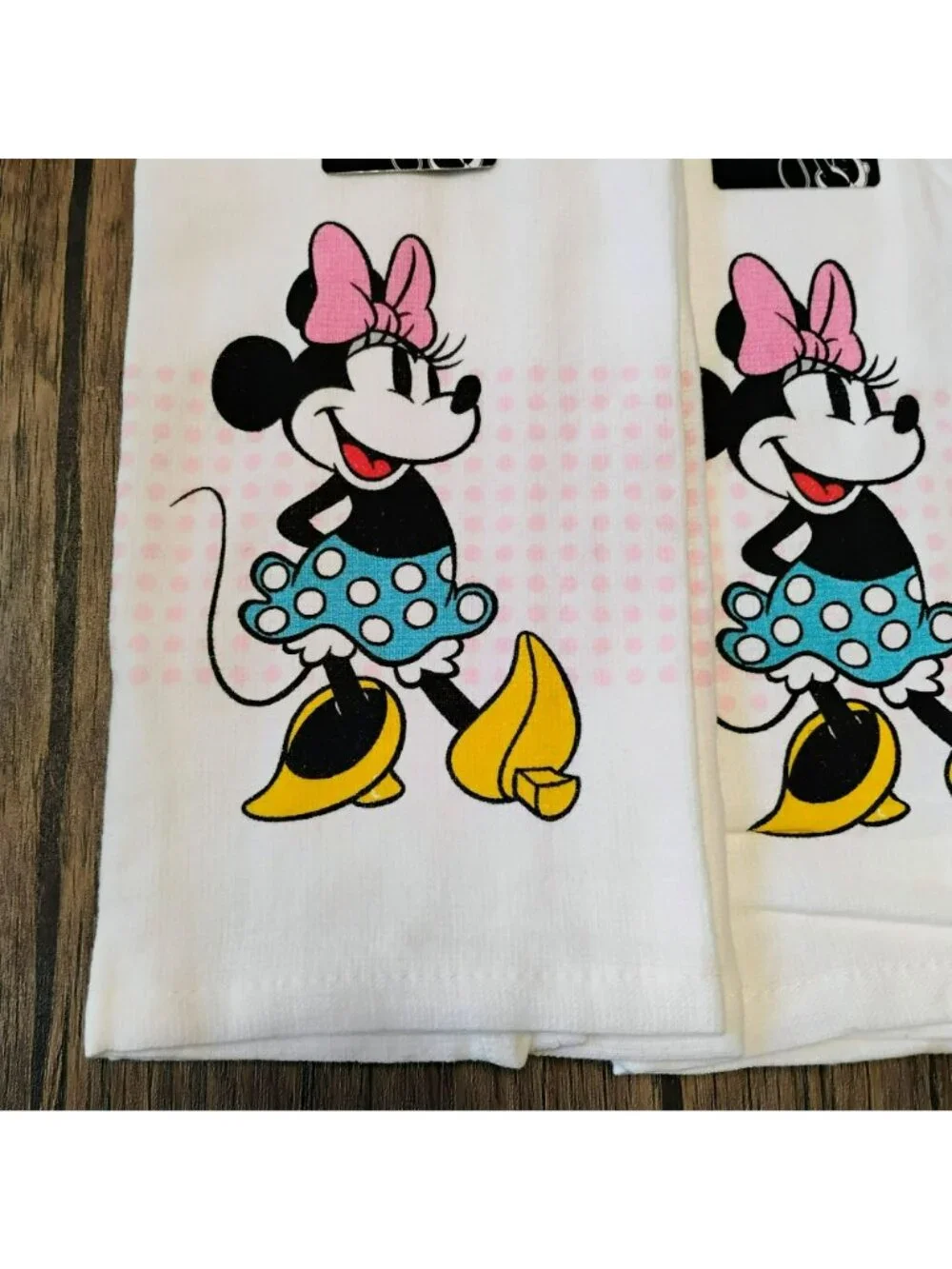 Disney Minnie Mouse 4 Pc Kitchen Set 2 Towels & 2 Pot Holders Pink Teal NWT